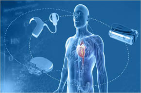 styled image of human body and medical devices